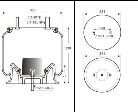 W01-358-8204 Firestone Air Spring สำหรับรถบรรทุก Saf Holland 90557223