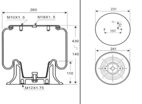 50046 W01-M58-6251 สปริงรถบรรทุกสปริง Contitech Air Spring สำหรับรถบรรทุก SAF 503513061