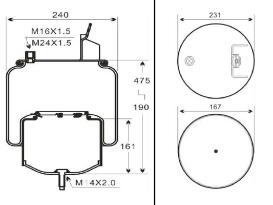 รถบรรทุก Air Spring Firestone W01-M58-8474 Goodyear 1R10-704 20582215 สำหรับ  Air Spring