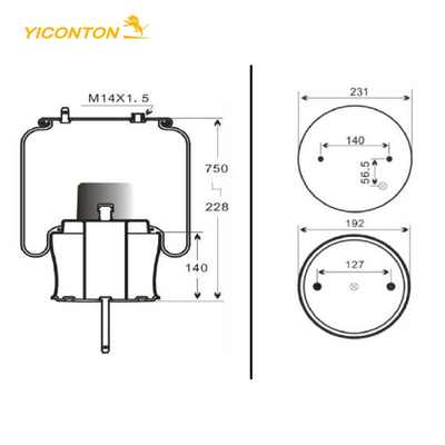 Trailer Air Suspension Spring 1DF20A-2 กู๊ดเยียร์ 1R11-185 566-22-3-859 1440305 สำหรับ Scania Bus